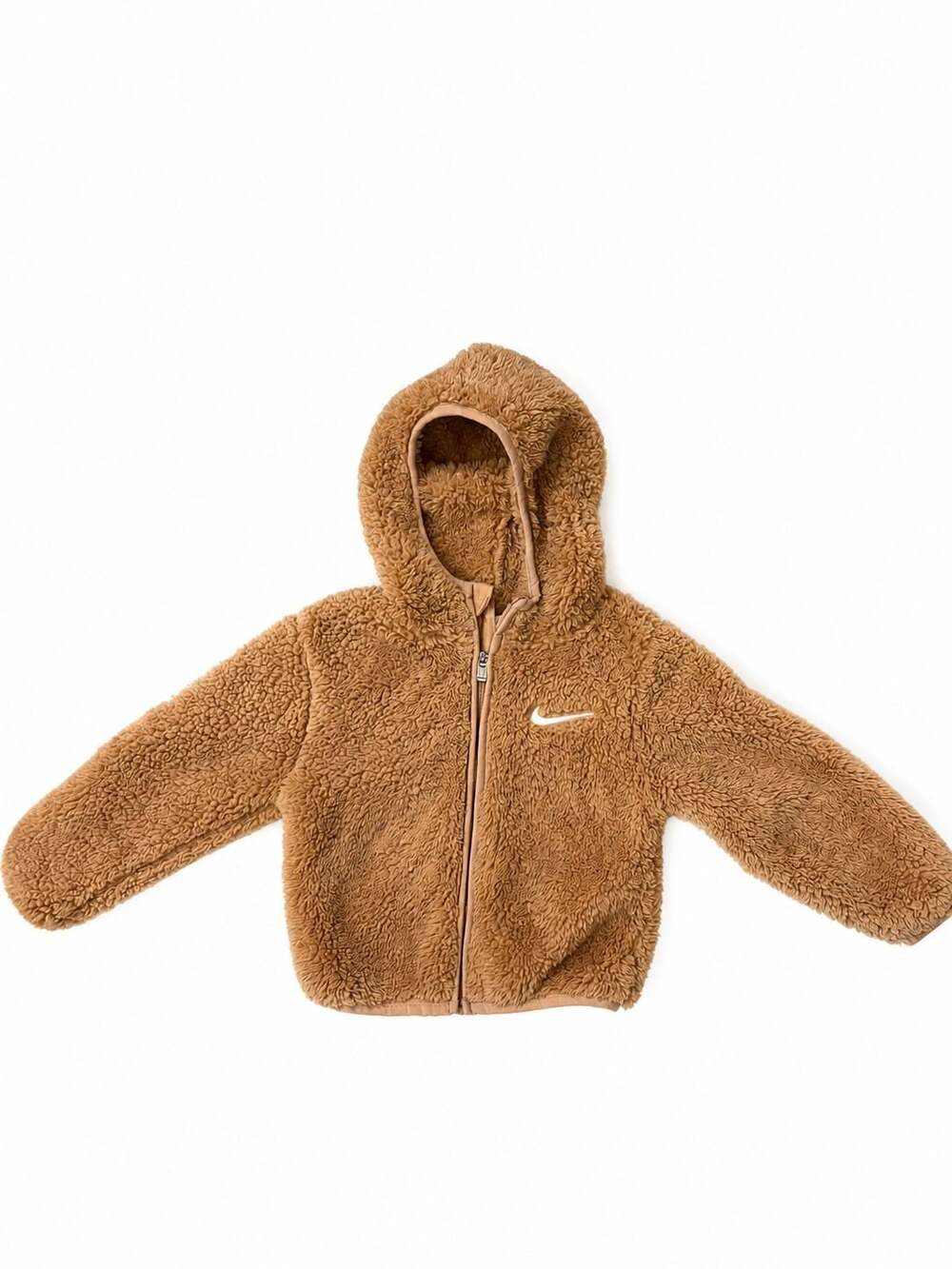 NWOT- Nike Toddler Sherpa Fleece Zip-Up Hoodie Jacket Brown Size 2T